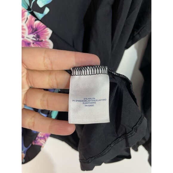 Lands End Swim Top Womens 3X Black Floral UPF50 Rash Guard Beach Resort Cruise - Picture 5 of 10